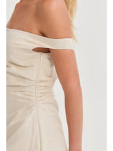 Load image into Gallery viewer, Off Shoulder Mini Dress | Oatmeal
