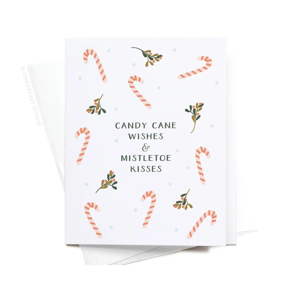Candy Cane Wishes + Mistletoe Kisses Card