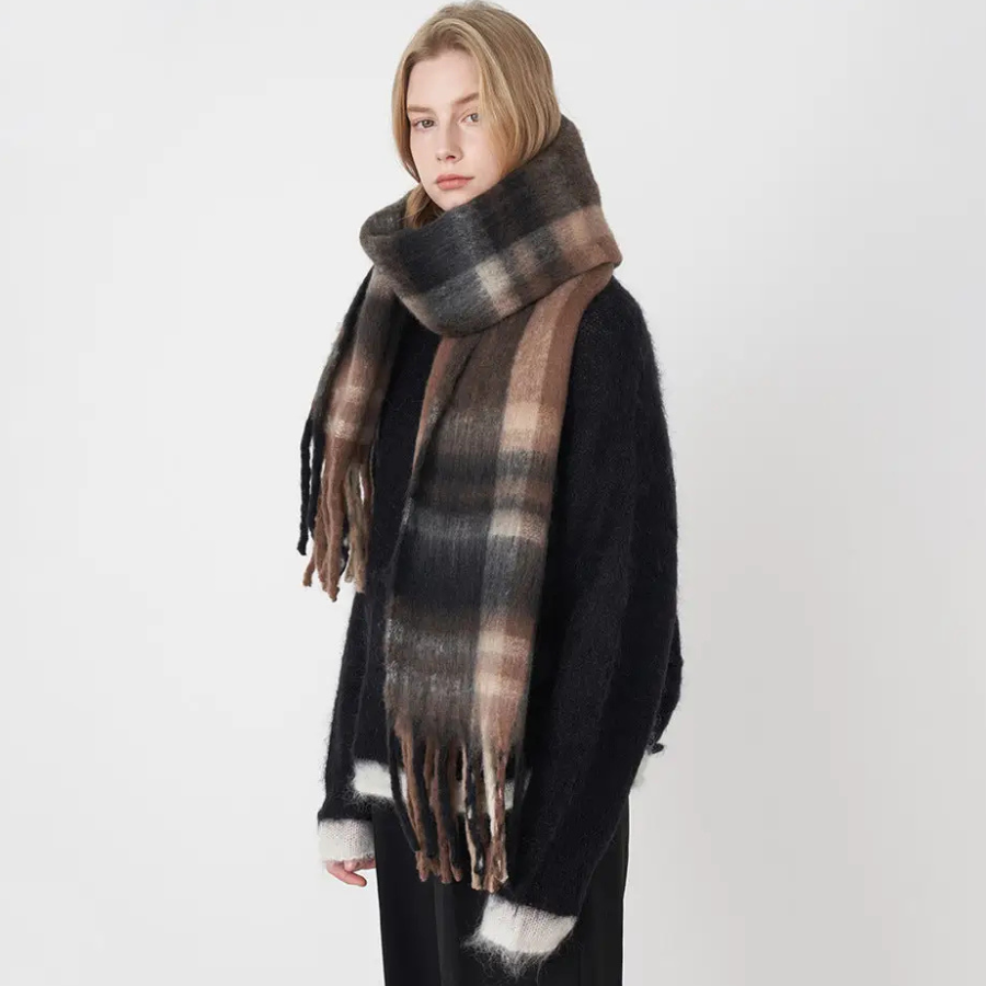 Mohair Scarf | Brown Check
