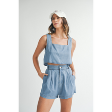 Load image into Gallery viewer, Denim Sleeveless Crop + Short Set
