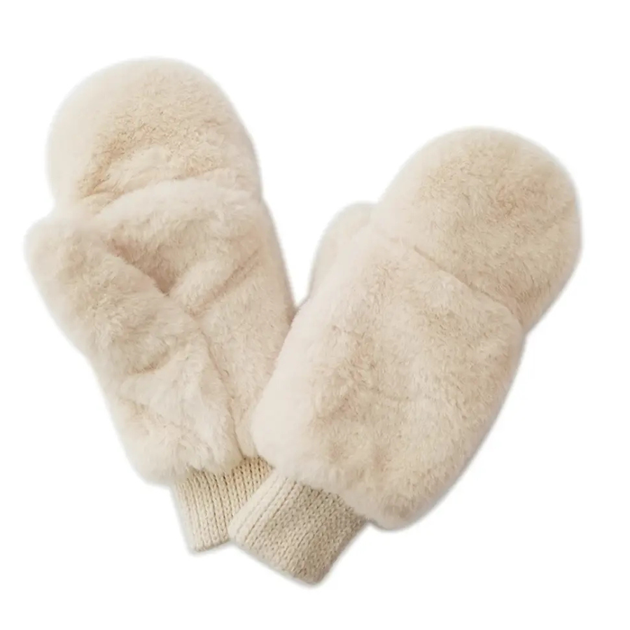 Faux Fur Mittens | Ivory