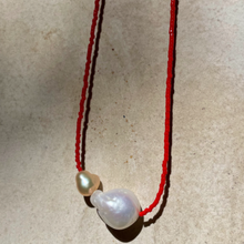 Load image into Gallery viewer, Baroque Pearl Necklace | Dark + Bright Red
