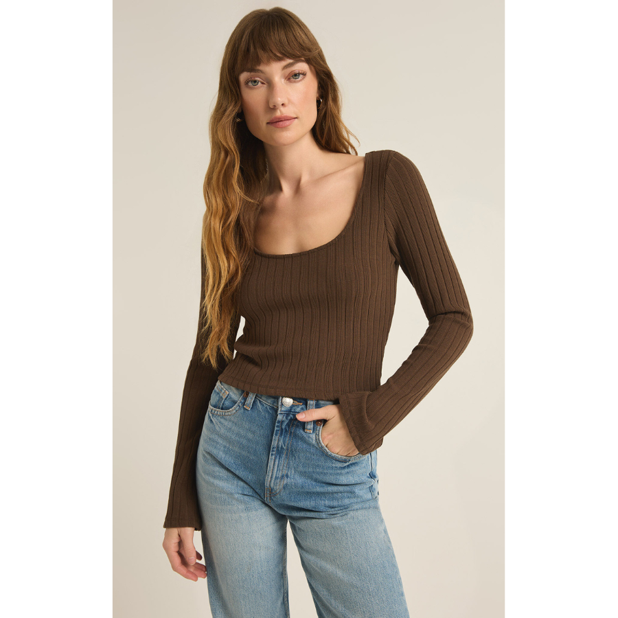 Madeline Rib Top | Dark Chocolate