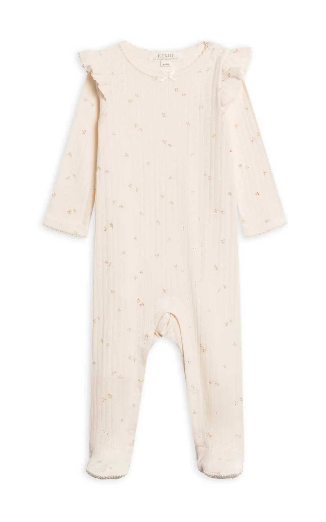 Addy Pointelle Footed Romper | Floral Ivory