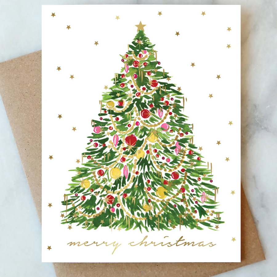 Tinsel Christmas Tree Holiday Card