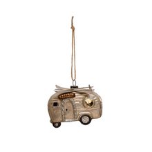 Load image into Gallery viewer, Hand-Painted Glass Camper Ornament
