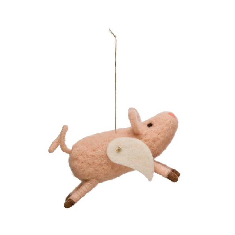 Wool Flying Pig Ornament