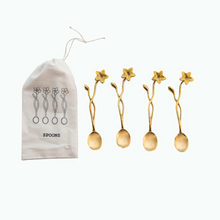 Load image into Gallery viewer, Brass Flower Spoons | Set of 4
