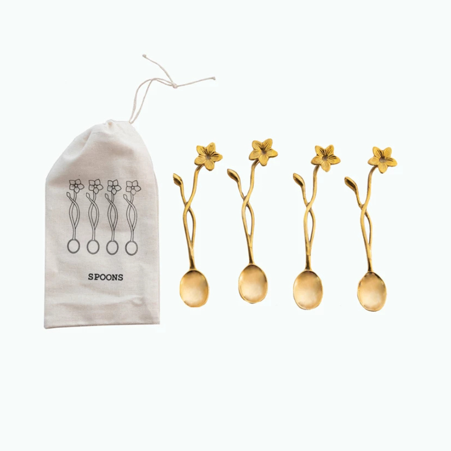 Brass Flower Spoons | Set of 4