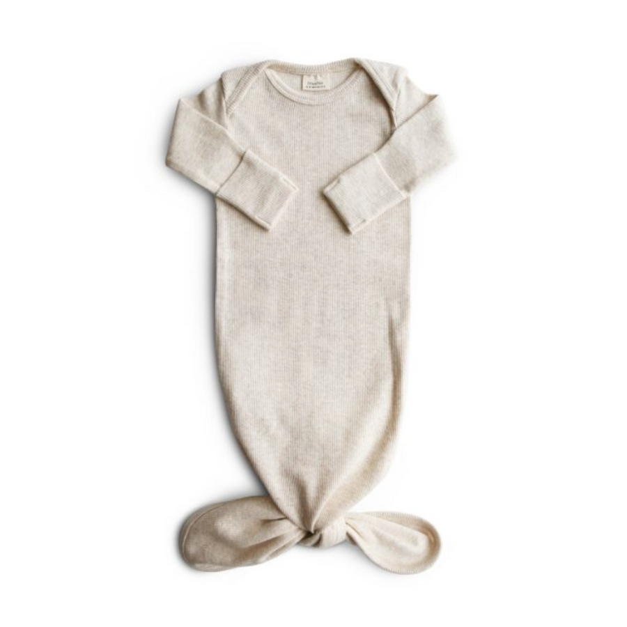 Ribbed Knotted Baby Gown | Beige