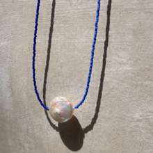Load image into Gallery viewer, Peach Coin Pearl Necklace | Cobalt Blue + Indigo
