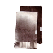 Load image into Gallery viewer, Stripe Ruffle Dish Towels | Brown | Set of 2
