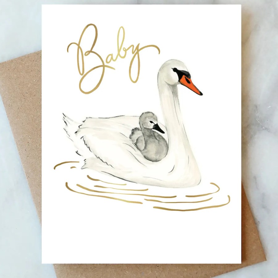 Swans Baby Greeting Card