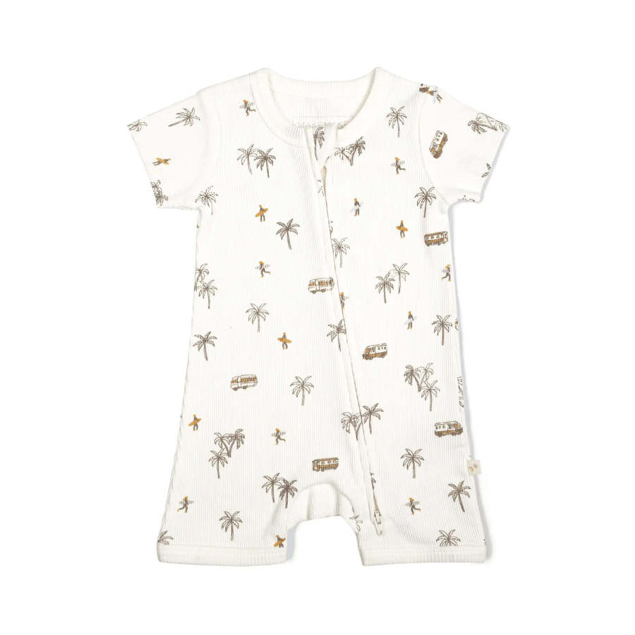 Organic Short Zip Romper | Malibu