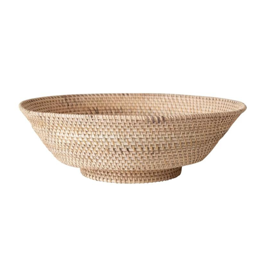 Hand-Woven Rattan Footed Bowl