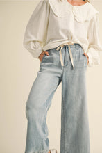 Load image into Gallery viewer, Washed Denim w/Tie Front Pants
