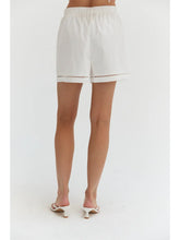 Load image into Gallery viewer, Reese Poplin Lattice Trim Shorts | White
