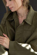 Load image into Gallery viewer, Oversized Suede Balloon Jacket | Olive
