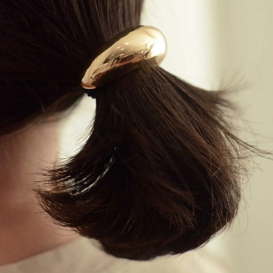 Narrow Crescent Metal Cuff Hair Tie | Gold