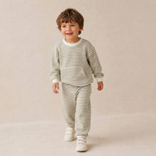 Load image into Gallery viewer, Organic Tee + Pant Slouch Set | Olive Stripes
