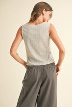 Load image into Gallery viewer, Pointelle Mini Ruffle Top | Grey
