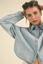 Load image into Gallery viewer, PRE-ORDER: Cropped Denim Shirt
