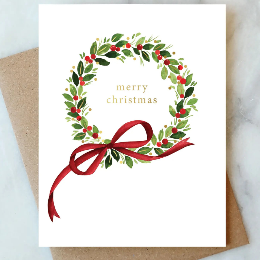 Berry Holly Wreath Holiday Card