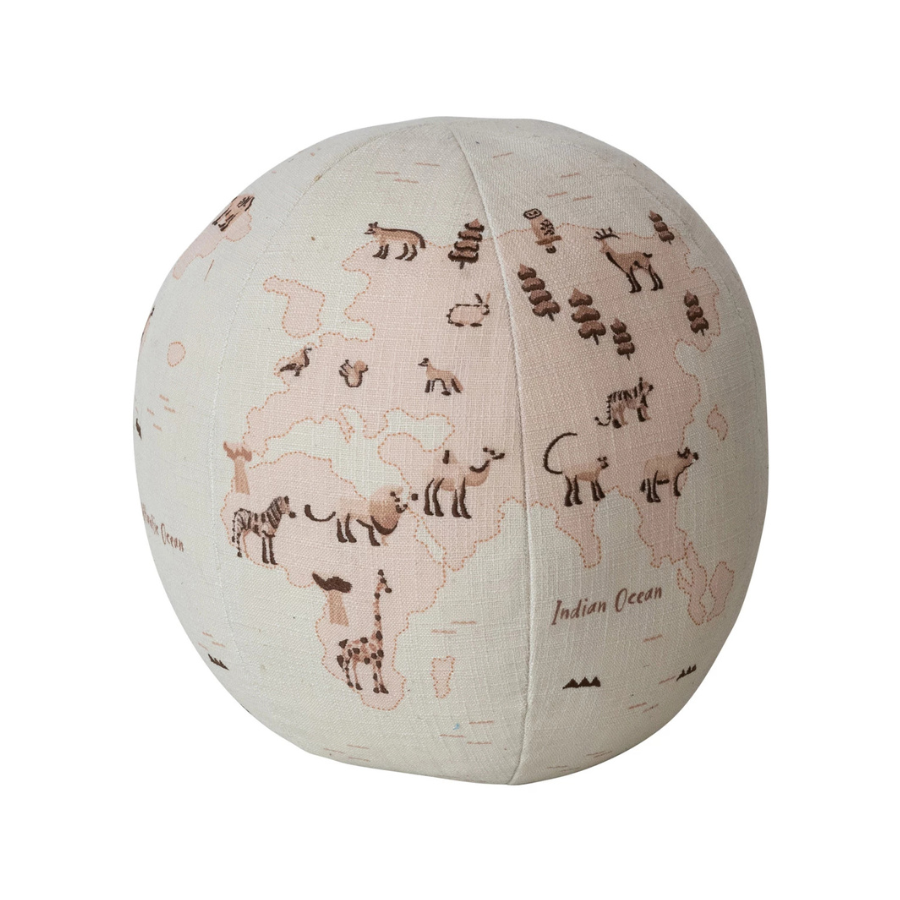 Fabric Printed Globe Shaped Pillow
