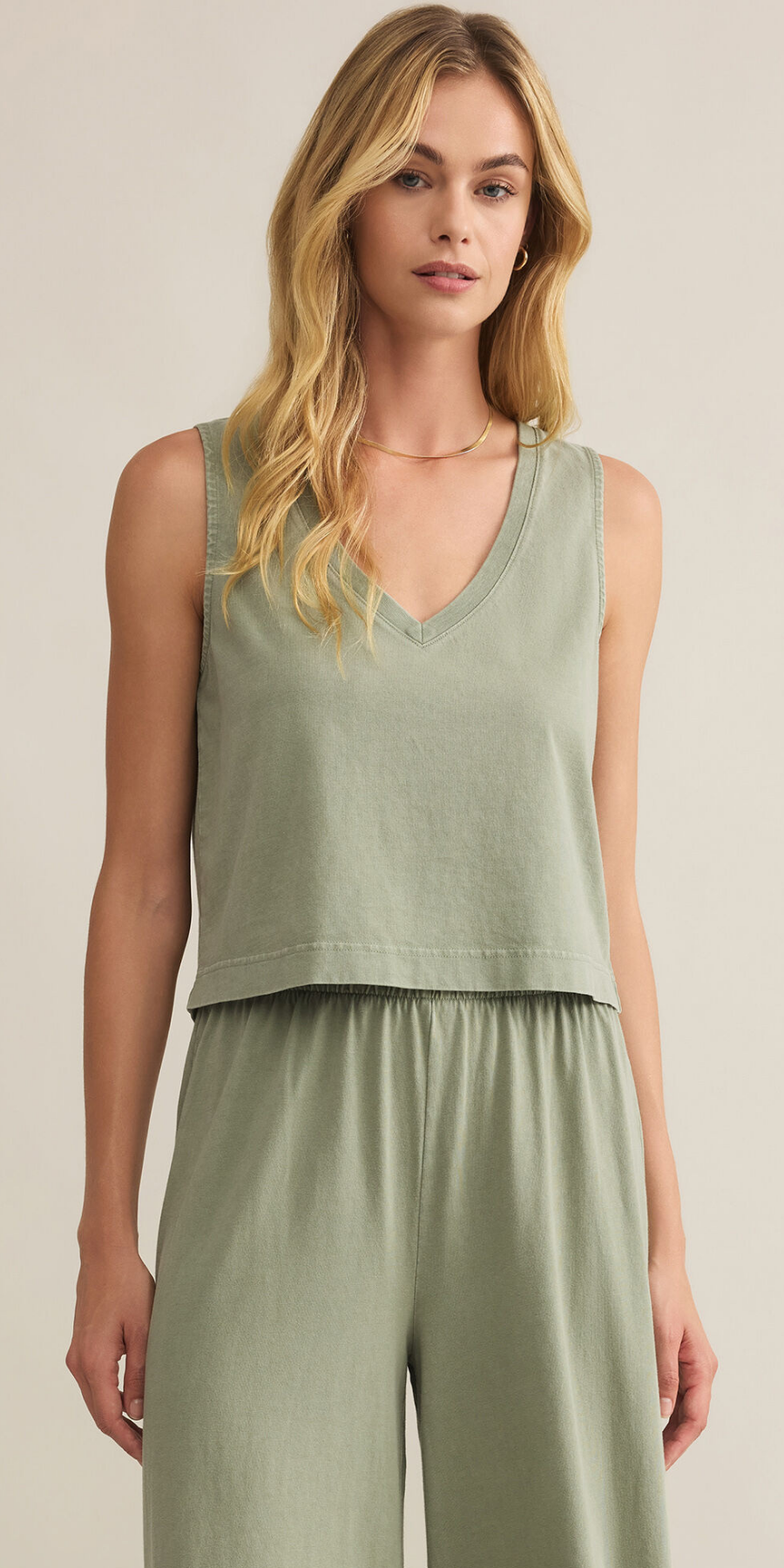 Sloane V-Neck Top | Avocado