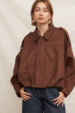 Load image into Gallery viewer, Oversized Suede Balloon Jacket | Brown
