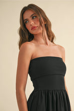 Load image into Gallery viewer, Linen + Ribbed Combo Dress | Black
