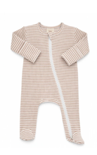 Load image into Gallery viewer, Pointelle 2-Way Romper | Tan Stripe
