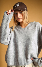 Load image into Gallery viewer, Chloe V-Neck Sweater | Heather Grey
