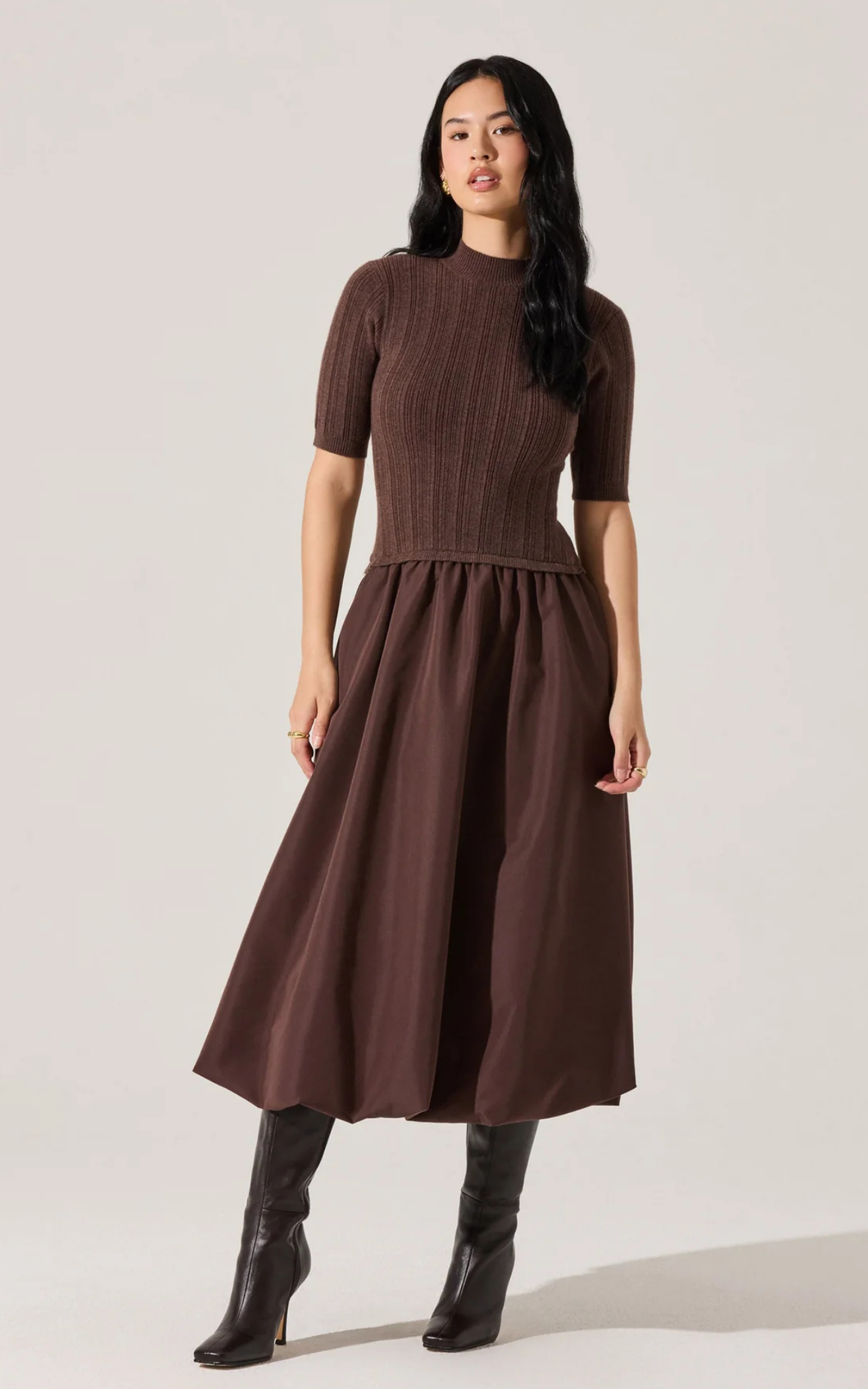 Caerlion Contrast Knit Midi Dress