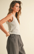Load image into Gallery viewer, Pointelle Mini Ruffle Top | Grey
