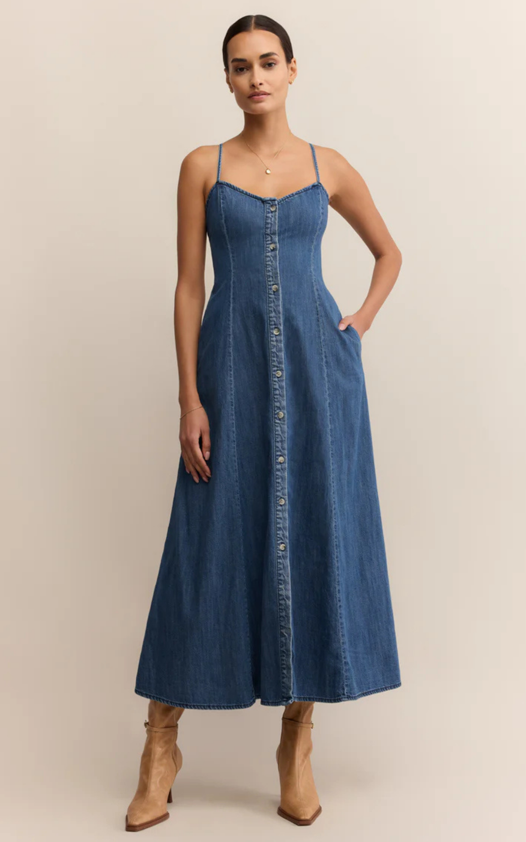 Angel Eyes Denim Midi Dress