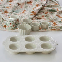 Load image into Gallery viewer, Ivory Embossed Stoneware Muffin Pan
