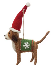 Load image into Gallery viewer, Wool Dog in Holiday Outfit Ornament | 4 Styles
