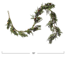 Load image into Gallery viewer, 72&quot;L Faux Cypress Garland w/Natural Pinecones + Berries
