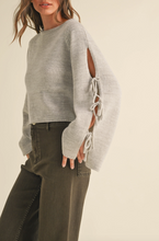 Load image into Gallery viewer, Ribbon Tie Detail Sweater | Grey
