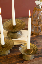 Load image into Gallery viewer, Antique Gold Taper Candle Holders | Set of 3
