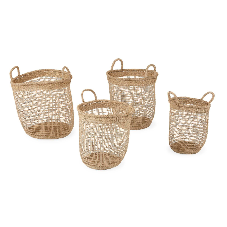 Round Hand-Woven Natural Seagrass Baskets
