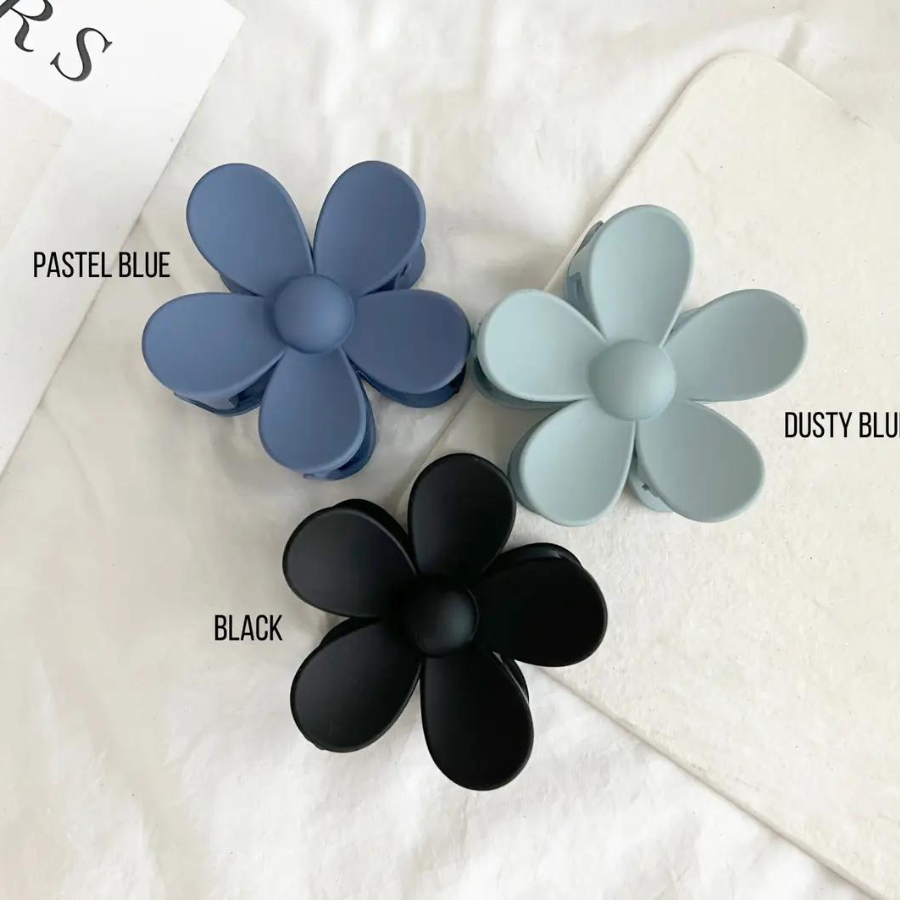 Ava Flower Clip | Dusty Blue