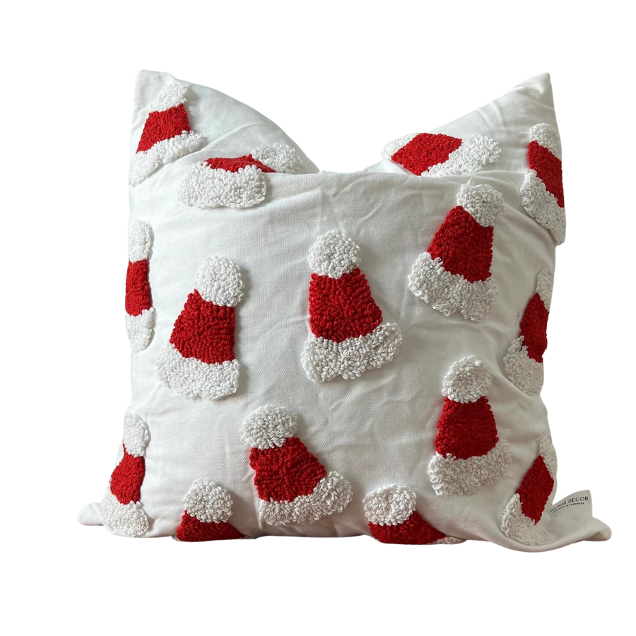 Hand Knit Santa Hat Pillow Cover