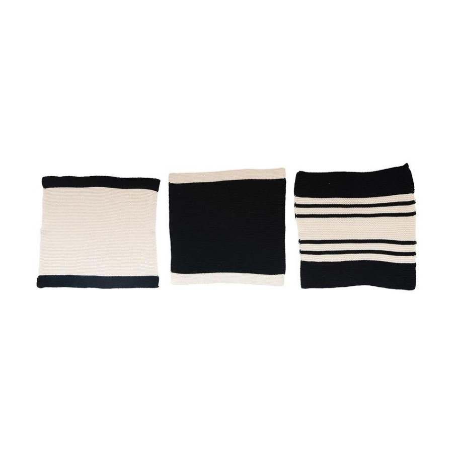 Cotton Knit Striped Dish Cloths | Set of 3