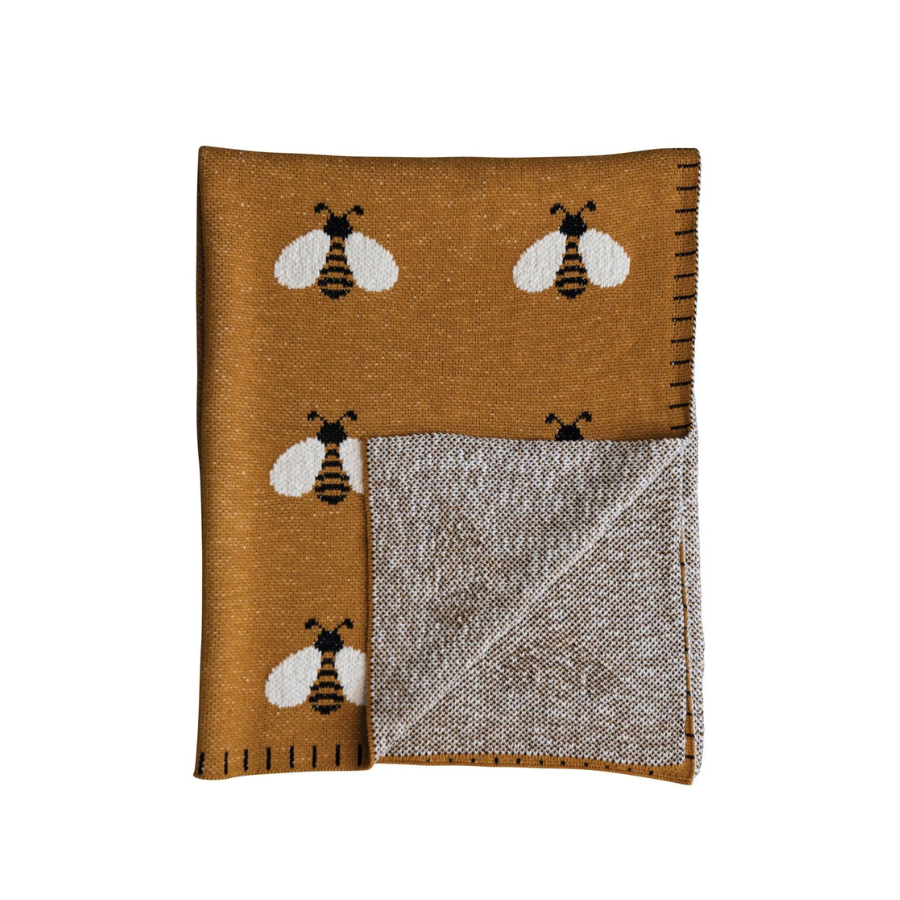 Cotton Knit Baby Blanket | Mustard Bee