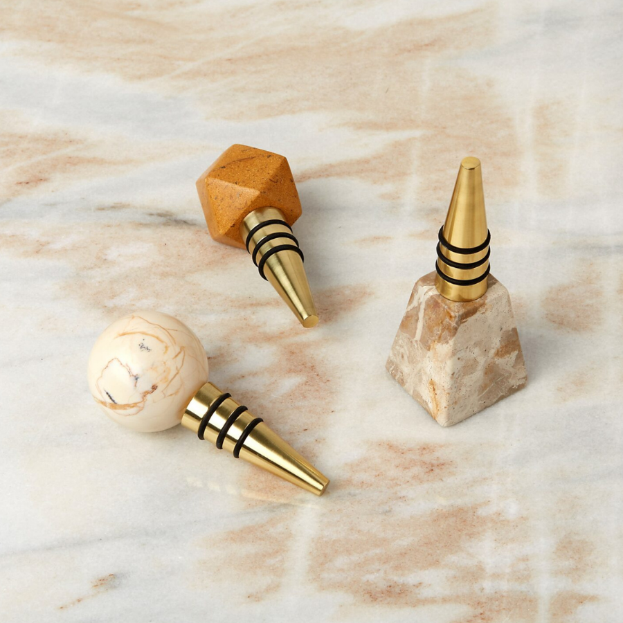 Assorted Marble Bottle Stoppers | Set of 3 | In gift box