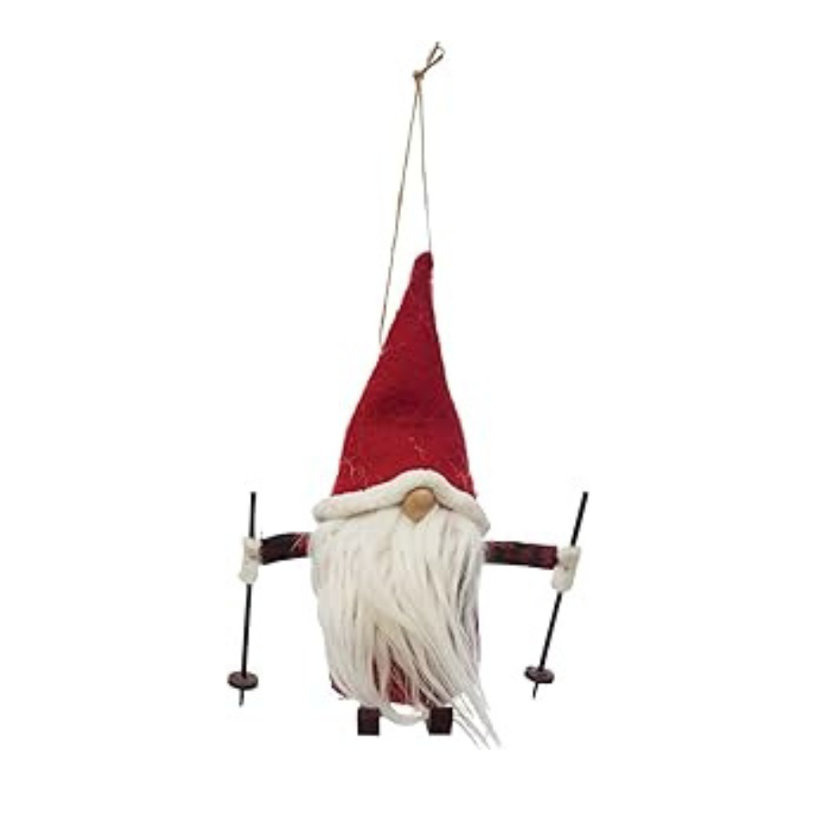 Wool Felt Skiing Gnome Ornament