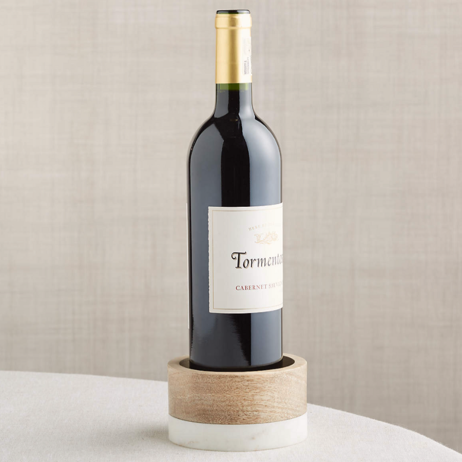 Wood + Marble Wine Bottle Coaster