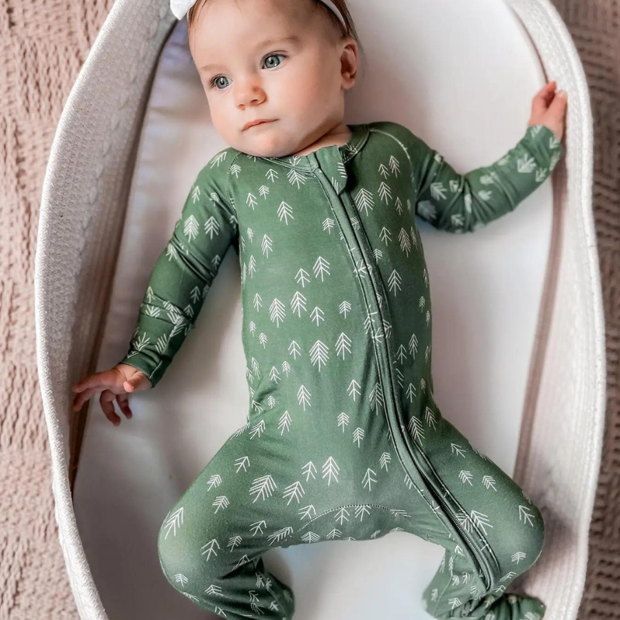 Minimalist Christmas Trees Bamboo Zippy Romper